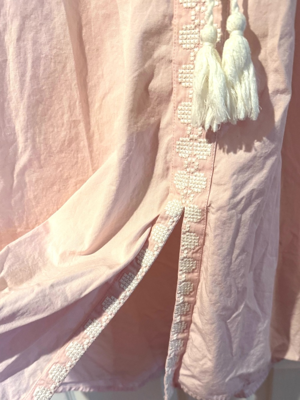 Julia Amory Embroidered Cotton Coatue Resort Maxi Dress Ballet Pink Size Small - Picture 10 of 16